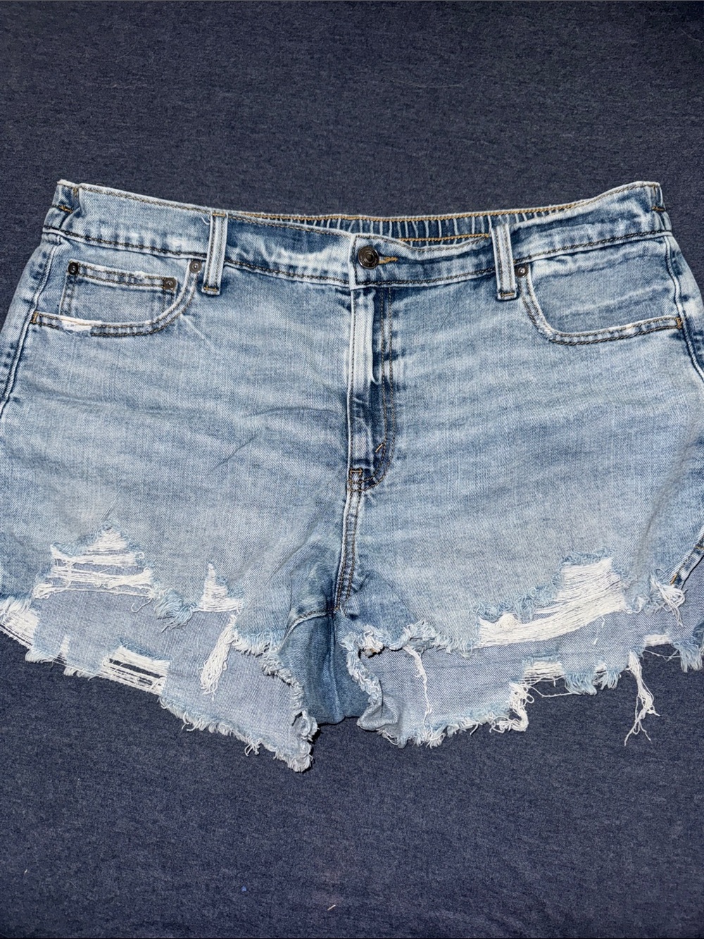 aerie Light Wash Distressed Denim Shorts